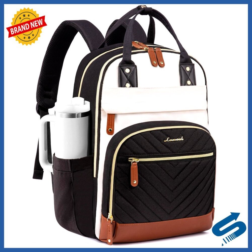 Large Capacity Laptop Backpack Waterproof Travel Work Bag with Tumbler Pocket